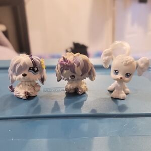 Littlest Pet Shop Purple and White Trio of Small Pet Figures